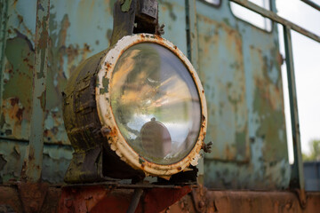 Fototapeta na wymiar old rusty train lamp