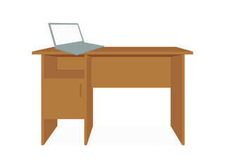 Open laptop on a desk on a white background
