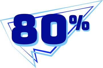 80% balloon. Discount, promotion or sale tags, blue balloon concept.