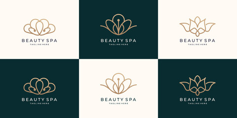 Fototapeta na wymiar creative beauty and spa symbol logo collection. luxury fashionable design, abstract, minimalist.