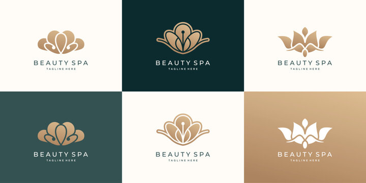 beauty and spa logo design. logo for fashion, women, luxury, gold, inspirations design.