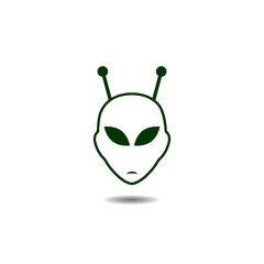 Alien head icon with shadow