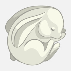 cute sleeping bunny, rabbit, little fluffy, the animal lies and rests, cartoon, stylized vector graphics
