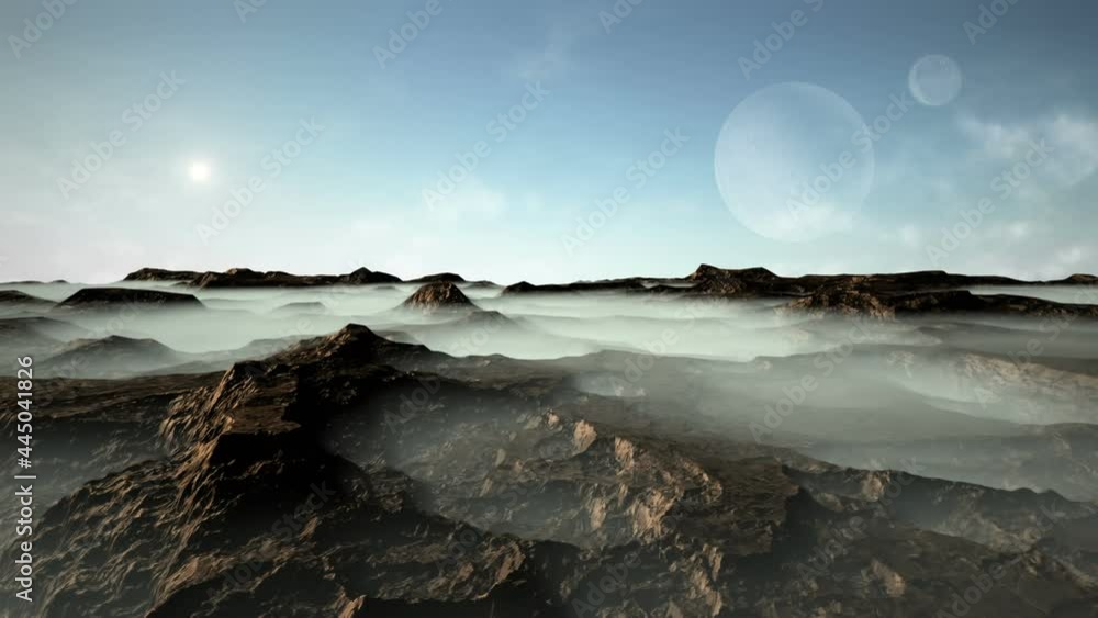 Wall mural alien planet seamlessly loopable timelapse