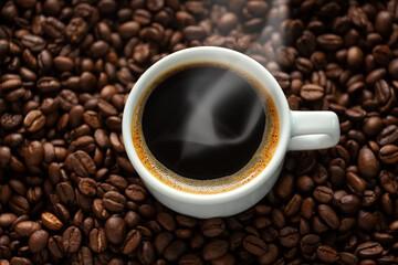 Fototapeta premium Steaming coffee espresso in cup