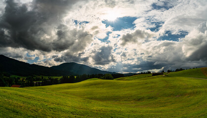 Bayern, Alpen, Ammergauer Alpen, Altenau, Weide, Panorama