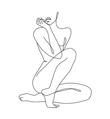 Abstract minimalistic female body. Modern single line art. Woman beauty fashion concept, minimalistic style.