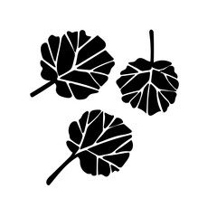 Vector image of autumn leaves. Black on white background