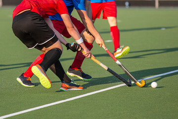 Close-up on a professional field hockey players