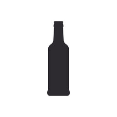 Glass bottle. Whiskey, Beer bottle. Bottle silhouette in black color. Stencil bottle. Flask template. Glass container. Flask of poison. Medicine vial. Jar icon. Shape For 3d modeling. Logo template. 