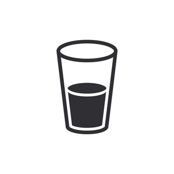 Water glass icon. Drink symbol. Vector icon. Glass of water. Glassware sign. Juice symbol. Vector graphic illustration. Logo template. Jar icon. Glass container. Drink water. Transparent glass.