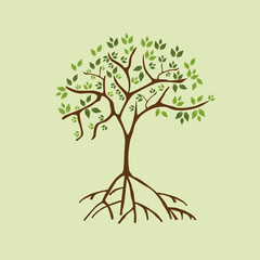 vector tree with visible roots