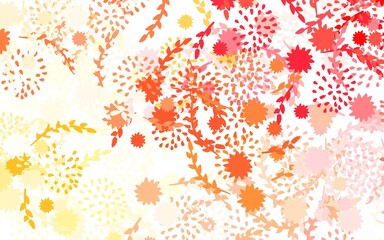 Fototapeta na wymiar Light Red, Yellow vector abstract background with flowers