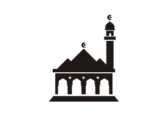 Mosque building simple illustration in black and white.
