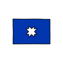 mapuche banner with star doodle icon, vector color line illustration