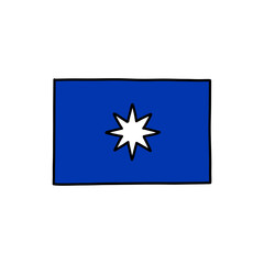 mapuche banner with star doodle icon, vector color line illustration