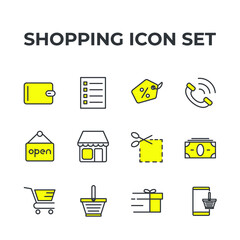 shopping set icon, isolated shopping set sign icon, vector illustration