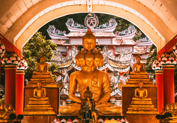 Fototapeta na wymiar Wat Khao Isan and Wat Thepprathan in Ratchaburi, Thailand