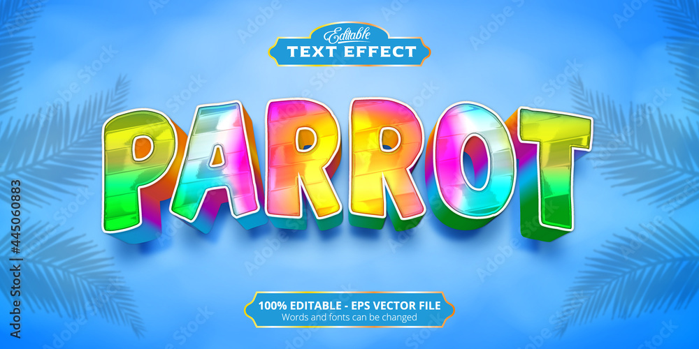 Wall mural parrot text, editable colorful style text effect