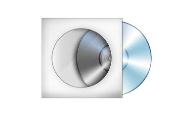 Compact disk with cover illustration (cd, case, dvd) isolated on white background. with clipping path.
