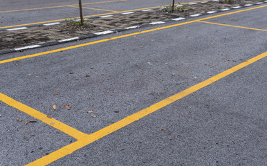 Parking lot yellow line in the park