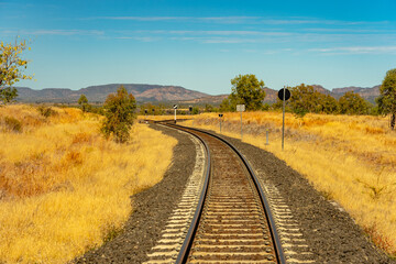 Rail track in rural Queensland, Australia - obrazy, fototapety, plakaty