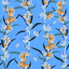 Australian Native Floral vector seamless repeat pattern - 445062620