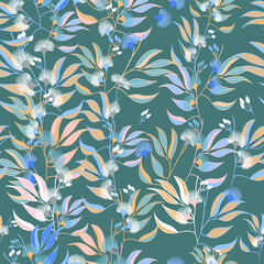 Australian Native Floral vector seamless repeat pattern - 445062665