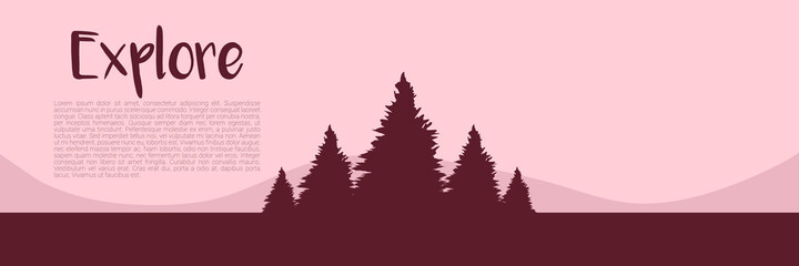 Obraz premium web banner template with pine tree vector illustration for web banner, banner background and web banner template 