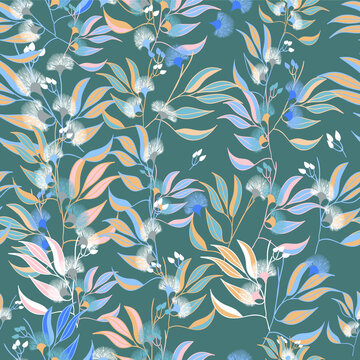 Australian Native Floral Vector Seamless Repeat Pattern