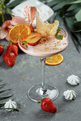 Delicious fresh strawberry smoothie. Summer fresh dessert