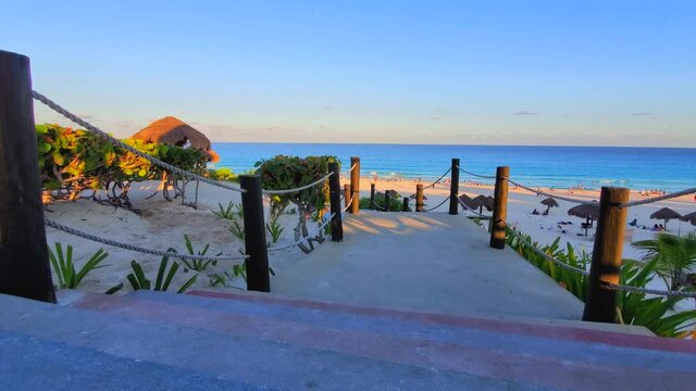 Playa Delfines, Dolphin Beach, nicknamed El Mirador, one of the most scenic public beaches in Riviera Maya.