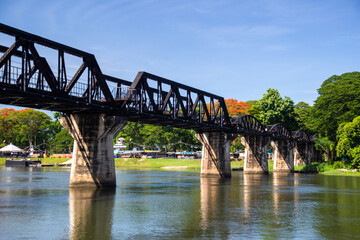 Fototapeta na wymiar Bridge of the river kwai in Kanchanaburi, Thailand