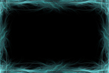 A glowing abstract fractal border frame. Set against a black background