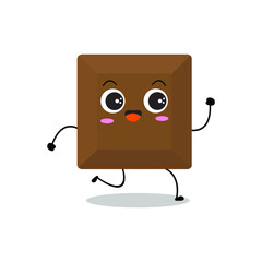 Vector illustration of chocolate character with various cute expression, smile, run, sweet choco isolated on white background, simple minimal style, adorable for mascot collection, valentine, love