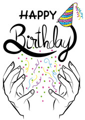 happy birthday in black and white