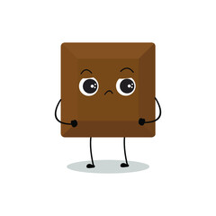Vector illustration of chocolate character with various cute expression, funny, angry, sweet choco isolated on white background, simple minimal style, adorable for mascot collection, valentine, love