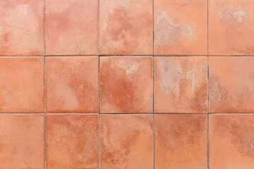 Brown terra cotta floor tiles outside the building pattern and background seamless - 445064240