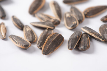 sunflower seeds on white background