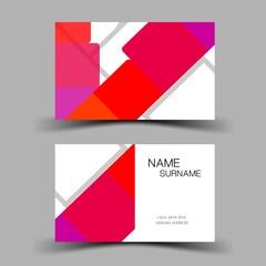 Colourful business card design, Contact card for company. Two sided. Vector illustration. 