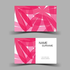 Pink business card design, Contact card for company. Two sided. Vector illustration. 