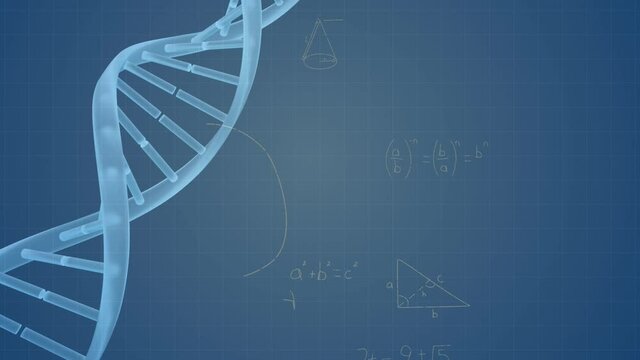 Animation of mathematical equations over dna strand - Powered by Adobe