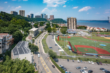 Fototapeta premium Aerial Drone of Edgewater New Jersey 
