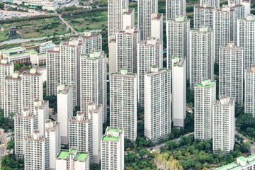 Amazing aerial view of high-rise residential buildings, Seoul