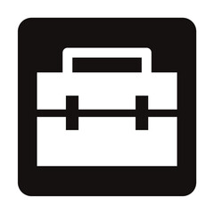 シンプルなビジネスバッグのアイコン/白ヌキ