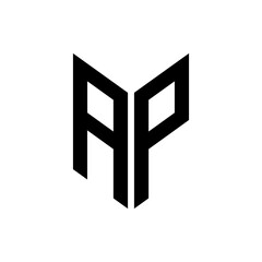 initial letters monogram logo black AP
