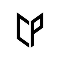 initial letters monogram logo black CP