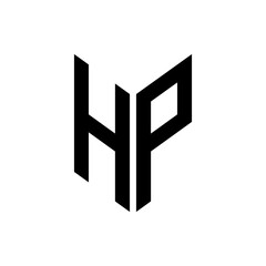 initial letters monogram logo black HP