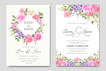 Wedding invitation floral template