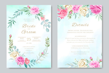 Wedding invitation floral template